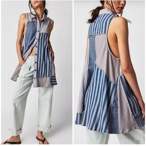 Free People Santana Patched Denim Mini Dress - size small